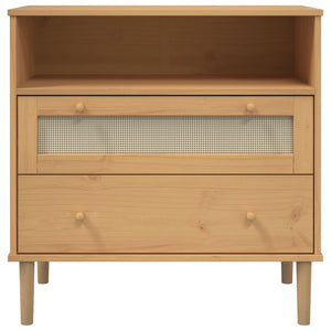 Sideboard SENJA Rattan-Optik Braun Kiefernholz 80cm