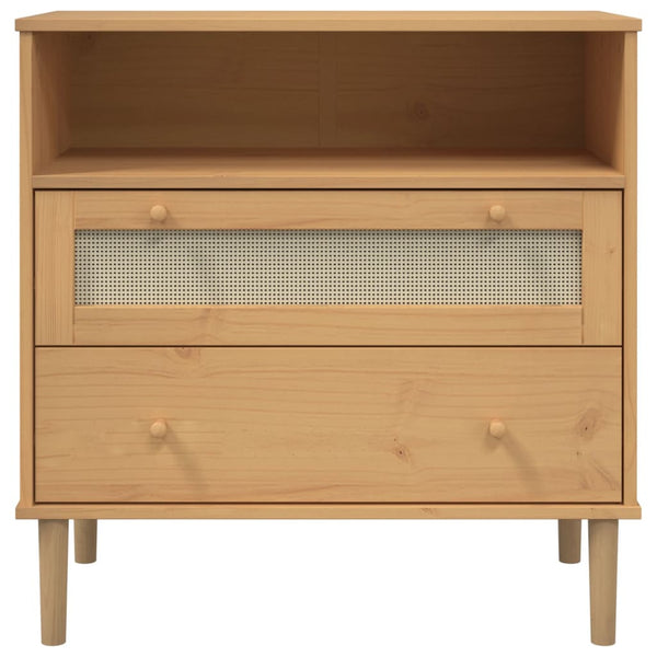 Sideboard SENJA Rattan-Optik Braun Kiefernholz 80cm