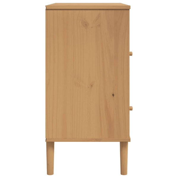 Sideboard SENJA Rattan-Optik Braun Kiefernholz 80cm