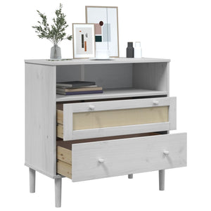 Sideboard Weiß Rattan Optik 80cm Kiefernholz