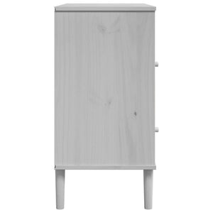 Sideboard Weiß Rattan Optik 80cm Kiefernholz