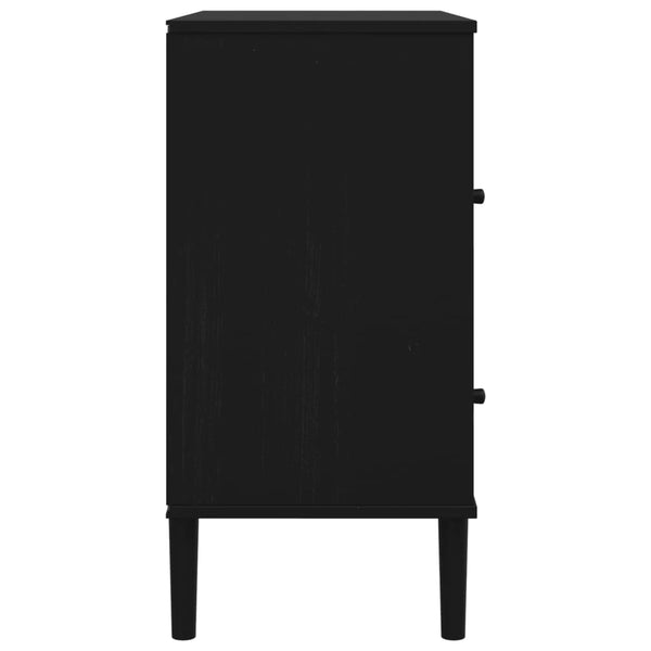 Schwarzes Rattan Sideboard 80cm Kiefernholz