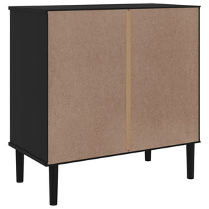 Schwarzes Rattan Sideboard 80cm Kiefernholz