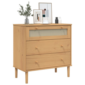 Kommode SENJA Rattan-Look Braun Kiefernholz