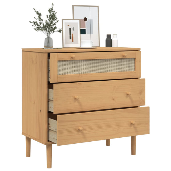 Kommode SENJA Rattan-Look Braun Kiefernholz