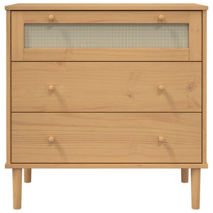 Kommode SENJA Rattan-Look Braun Kiefernholz