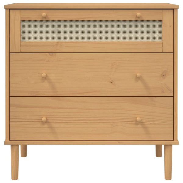 Kommode SENJA Rattan-Look Braun Kiefernholz