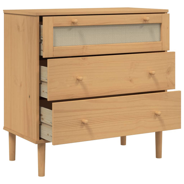 Kommode SENJA Rattan-Look Braun Kiefernholz