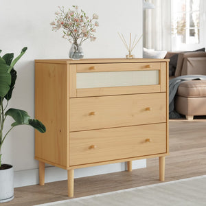 Kommode SENJA Rattan-Look Braun Kiefernholz