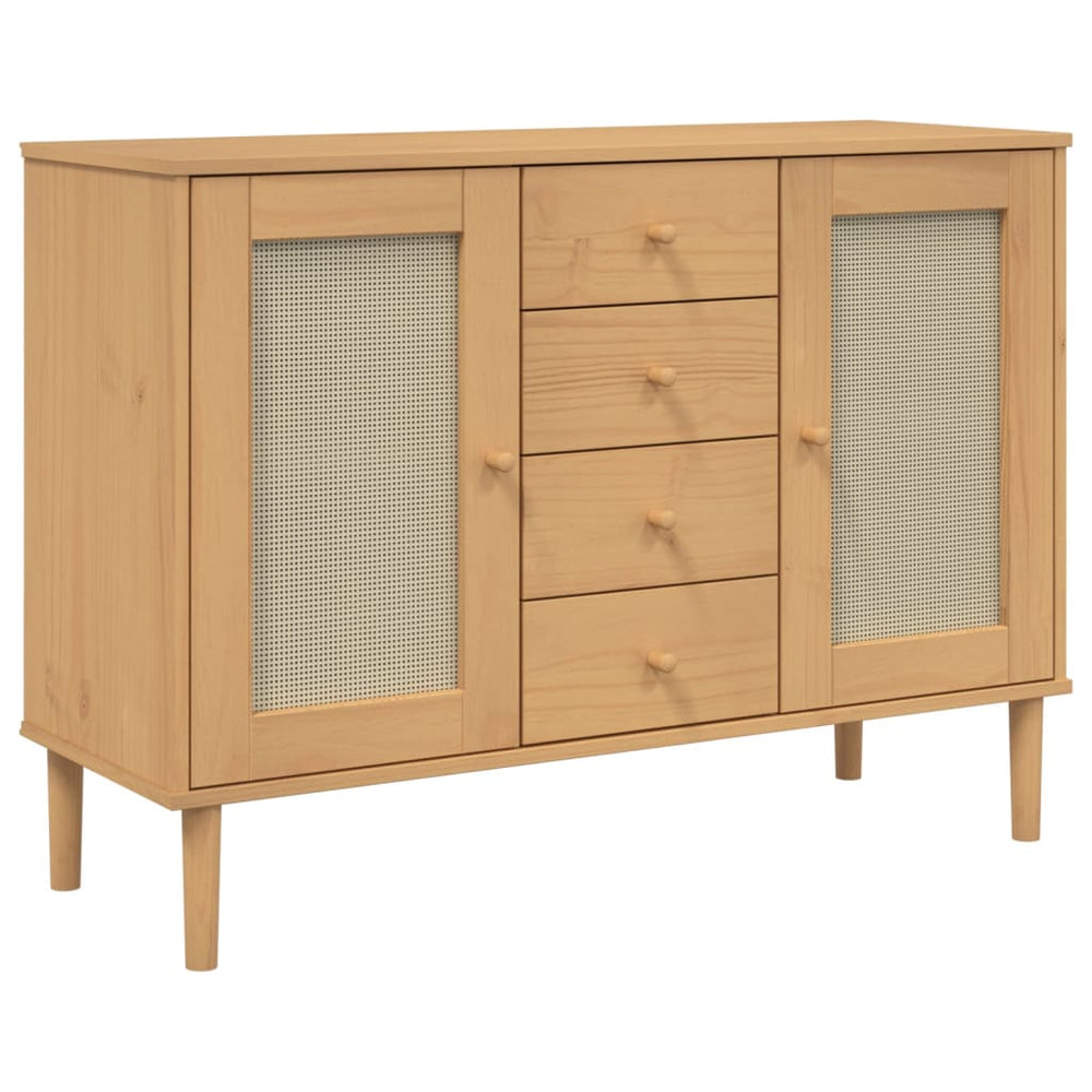 vidaXL Sideboard SENJA Rattan-Look Brown 112x40x80 cm Pine Wood