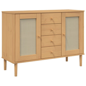 Sideboard SENJA Rattan-Optik Braun Kiefernholz