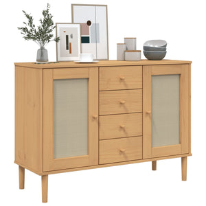 Sideboard SENJA Rattan-Optik Braun Kiefernholz