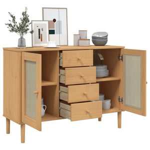 Sideboard SENJA Rattan-Optik Braun Kiefernholz
