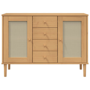 Sideboard SENJA Rattan-Optik Braun Kiefernholz