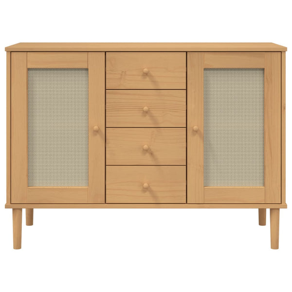 Sideboard SENJA Rattan-Optik Braun Kiefernholz
