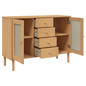 Sideboard SENJA Rattan-Optik Braun Kiefernholz