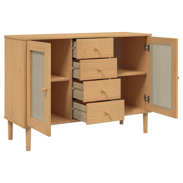 Sideboard SENJA Rattan-Optik Braun Kiefernholz