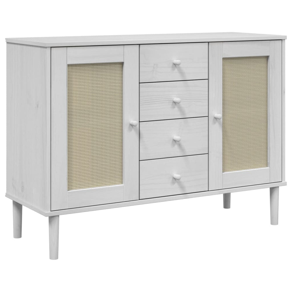 vidaXL Sideboard SENJA Rattan Look White 112x40x80 cm Pinewood