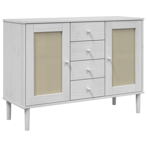Weißes Sideboard SENJA mit Rattan-Optik