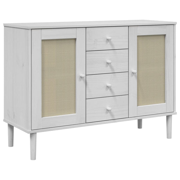 Weißes Sideboard SENJA mit Rattan-Optik
