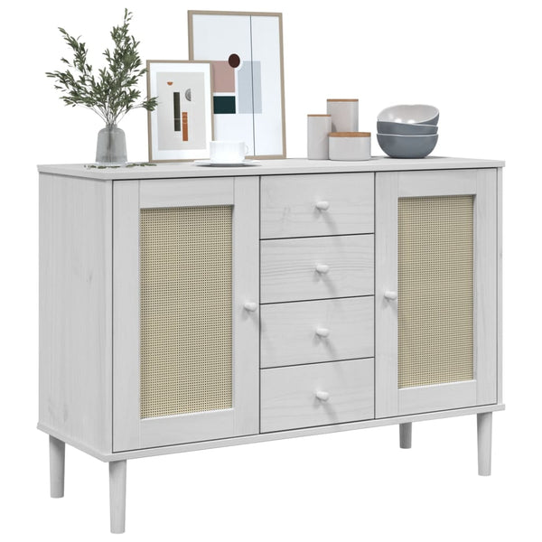 Weißes Sideboard SENJA mit Rattan-Optik
