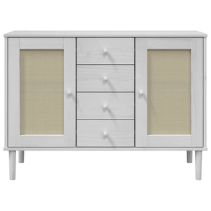 Weißes Sideboard SENJA mit Rattan-Optik