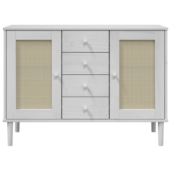 Weißes Sideboard SENJA mit Rattan-Optik