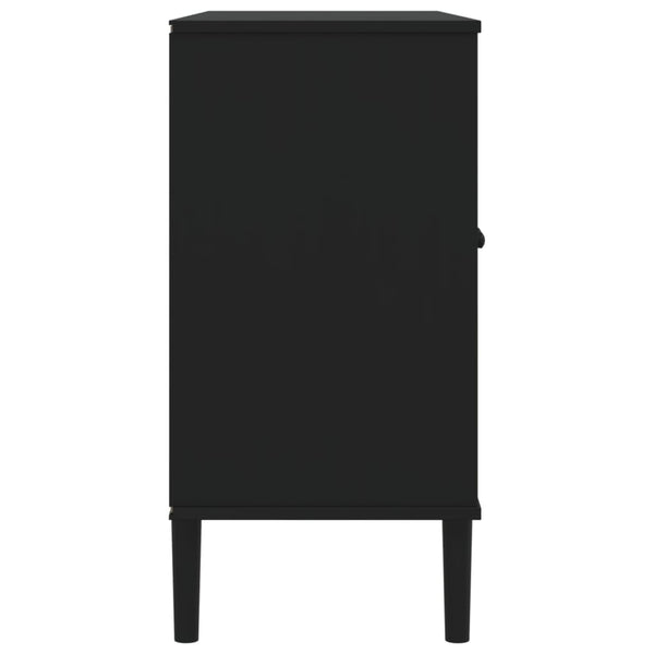 Sideboard SENJA Rattan Optik Schwarz Kiefer