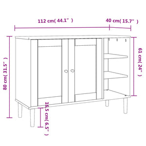 Sideboard SENJA Rattan Optik Schwarz Kiefer