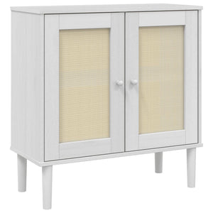 Sideboard Weiß Rattan-Optik 80x80 cm