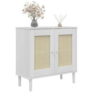Sideboard Weiß Rattan-Optik 80x80 cm