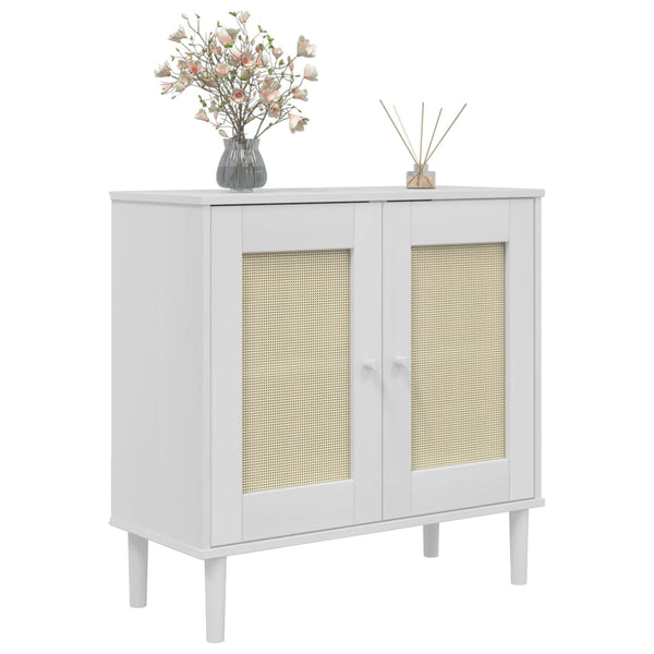 Sideboard Weiß Rattan-Optik 80x80 cm
