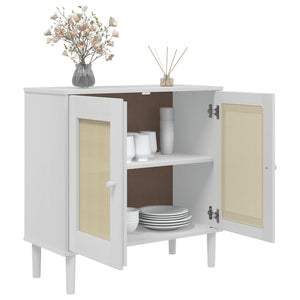 Sideboard Weiß Rattan-Optik 80x80 cm