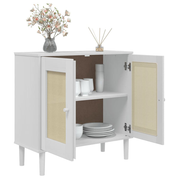 Sideboard Weiß Rattan-Optik 80x80 cm