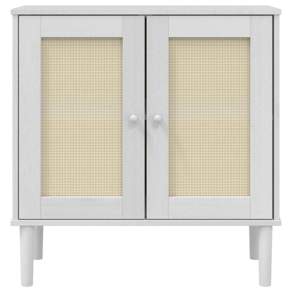 Sideboard Weiß Rattan-Optik 80x80 cm