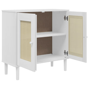 Sideboard Weiß Rattan-Optik 80x80 cm