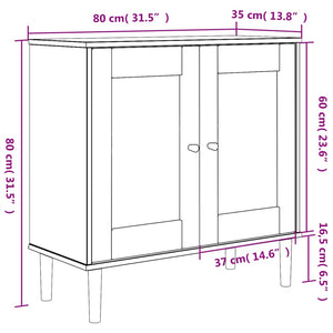 Sideboard Weiß Rattan-Optik 80x80 cm