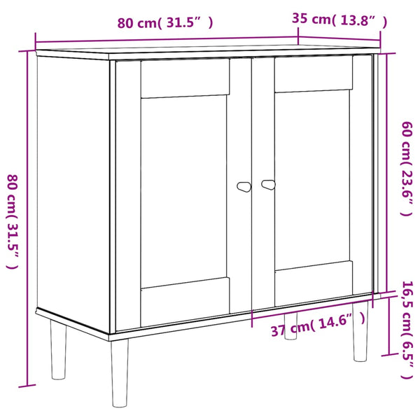 Sideboard Weiß Rattan-Optik 80x80 cm