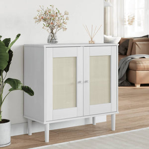 Sideboard Weiß Rattan-Optik 80x80 cm