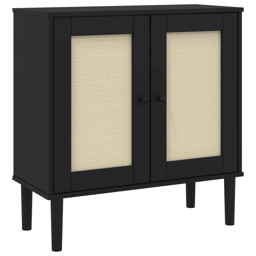 vidaXL Sideboard SENJA Rattan-Look Black 80x35x80 cm Pine Wood