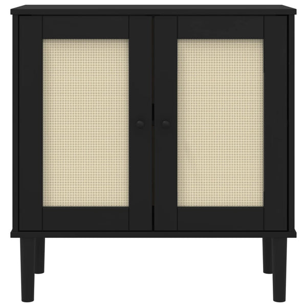 Schwarzes Sideboard SENJA Rattan-Optik 80cm