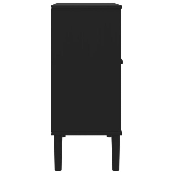 Schwarzes Sideboard SENJA Rattan-Optik 80cm