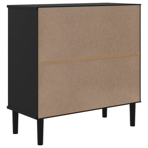 Schwarzes Sideboard SENJA Rattan-Optik 80cm