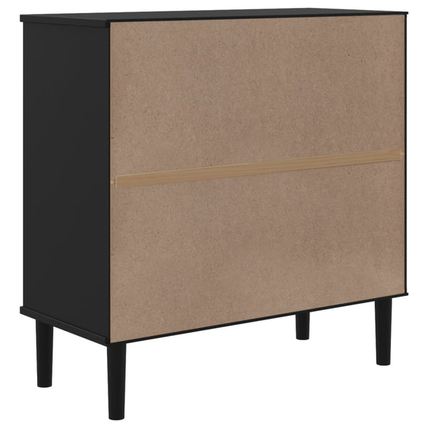Schwarzes Sideboard SENJA Rattan-Optik 80cm