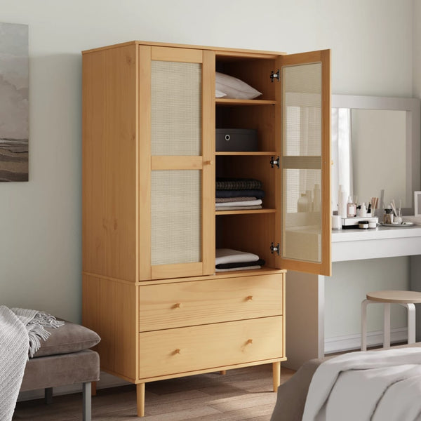vidaXL Armoire SENJA aspect rotin Marron 90x55x175cm Pin massif