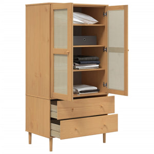 vidaXL Armoire SENJA aspect rotin Marron 90x55x175cm Pin massif