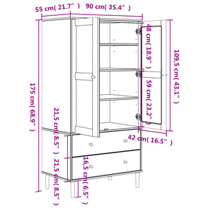 vidaXL Armoire SENJA aspect rotin Marron 90x55x175cm Pin massif