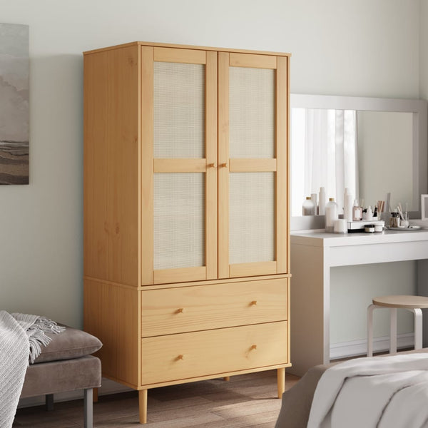 vidaXL Armoire SENJA aspect rotin Marron 90x55x175cm Pin massif