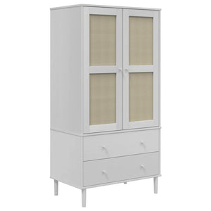 Kleiderschrank SENJA Rattan Weiß Kiefer 90x175 cm