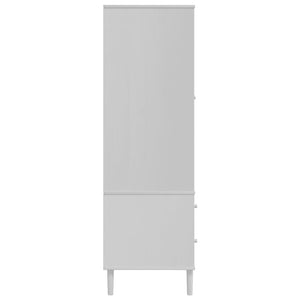 Kleiderschrank SENJA Rattan Weiß Kiefer 90x175 cm